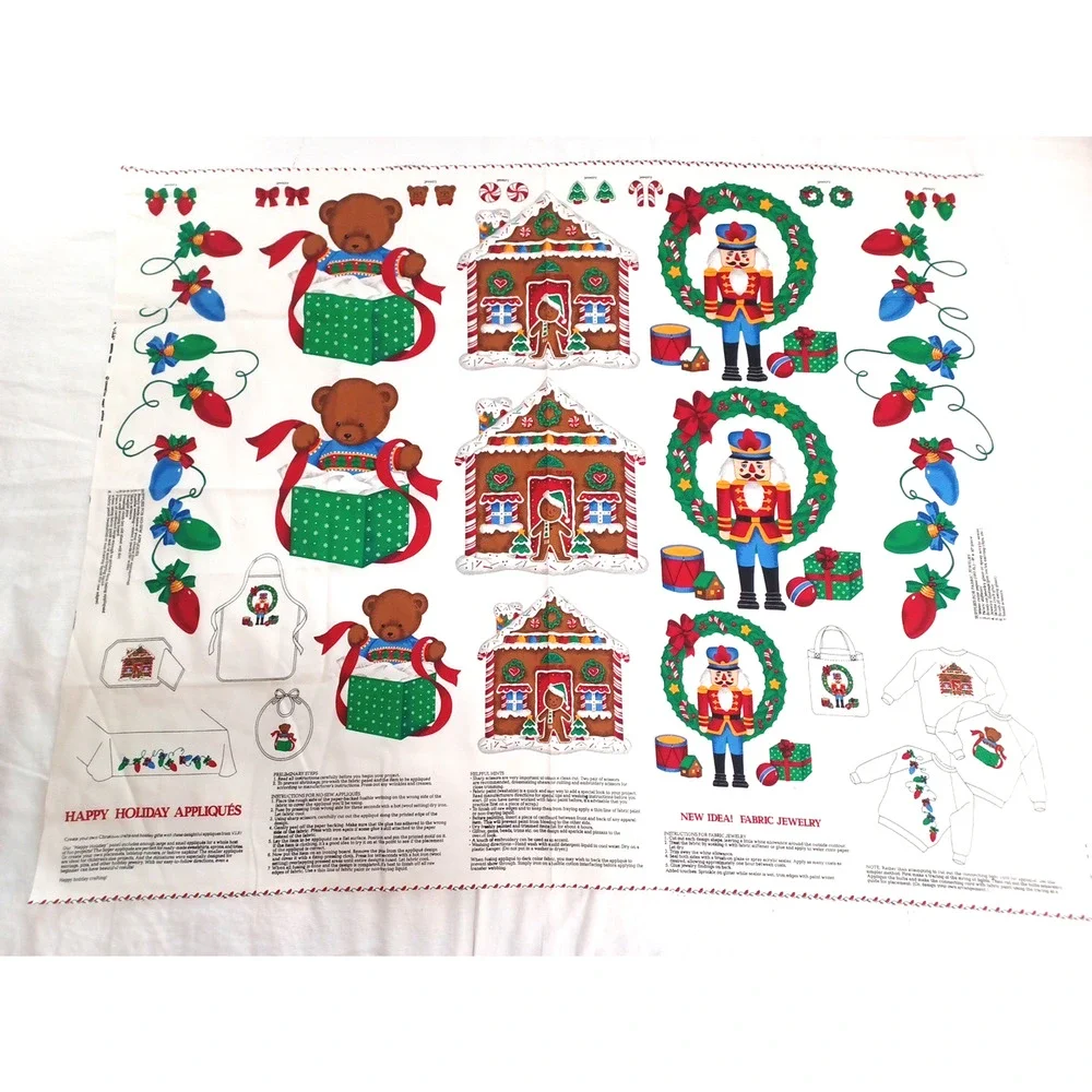 VTG Cranston Christmas Toys Decor Holiday Appliques Panel Cotton Fabric